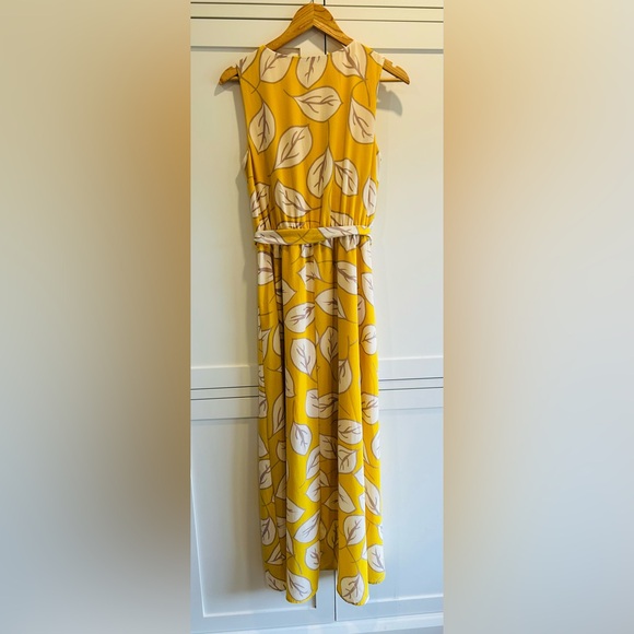 --Luxology Vibrant Yellow Cream Leaves Pattern High Low Sleeveless Size 8 - Picture 2 of 12